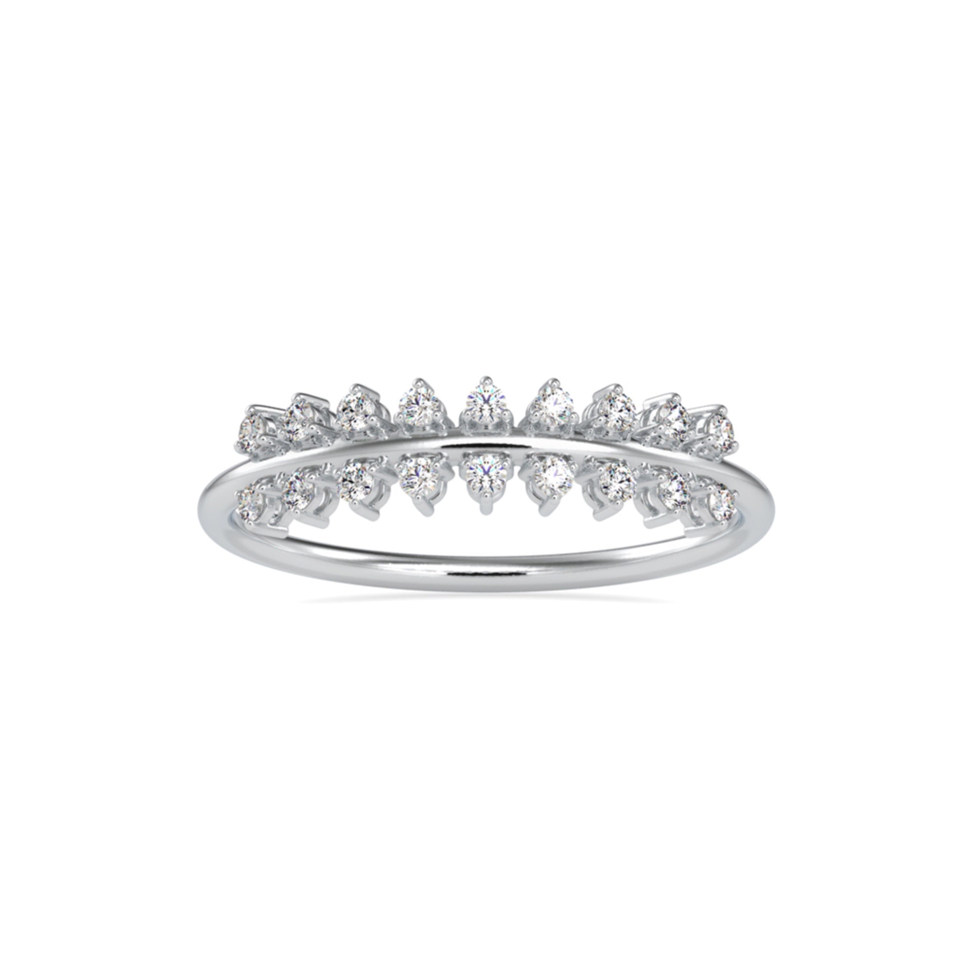 Round Brilliant Cut Lab-Grown Diamond Double Row Stackable Ring in White Gold