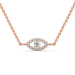 Round Brilliant Cut Lab-Grown Diamond Evil Eye Pendant in Rose Gold