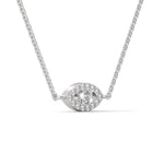 Round Brilliant Cut Lab-Grown Diamond Evil Eye Pendant in White Gold