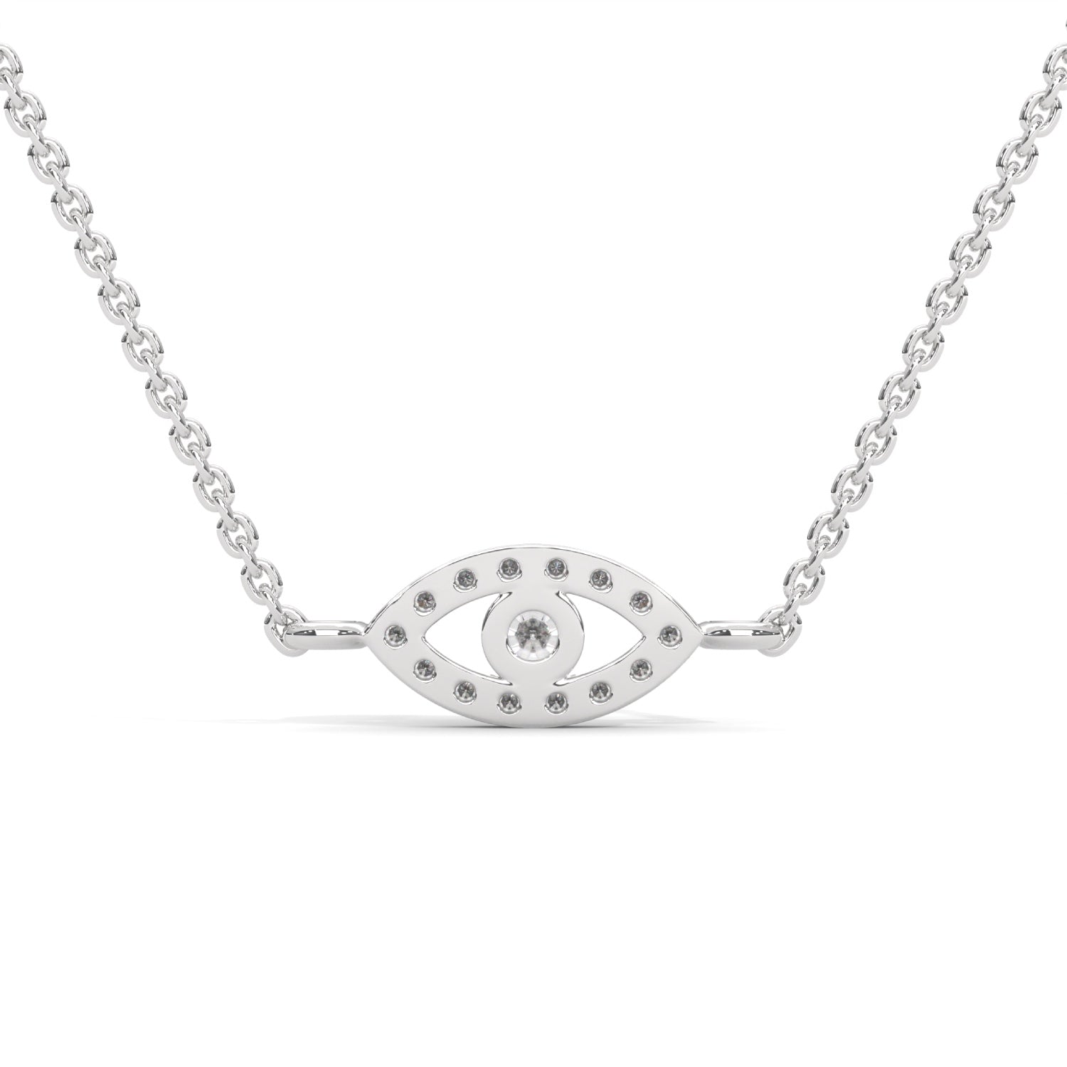 Round Brilliant Cut Lab-Grown Diamond Evil Eye Pendant in White Gold