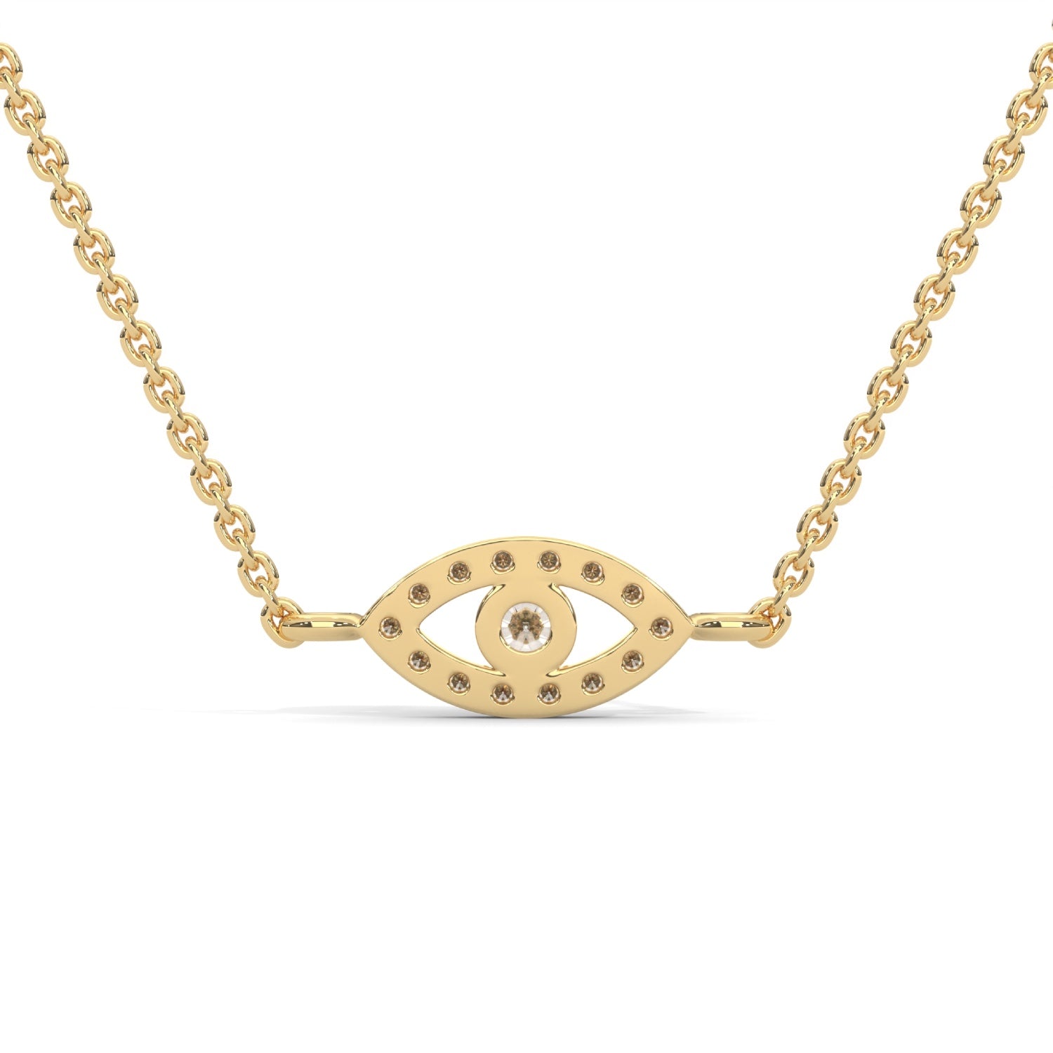 Round Brilliant Cut Lab-Grown Diamond Evil Eye Pendant in Yellow Gold