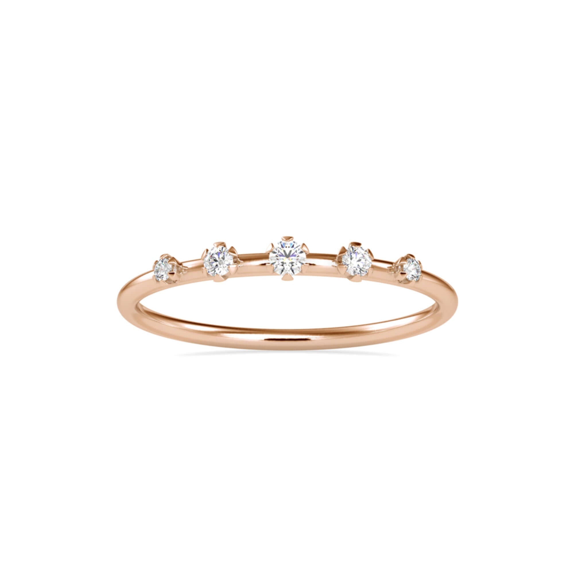 Round Brilliant Cut Lab-Grown Diamond Five-Stone Stackable Ring in Rose Gold