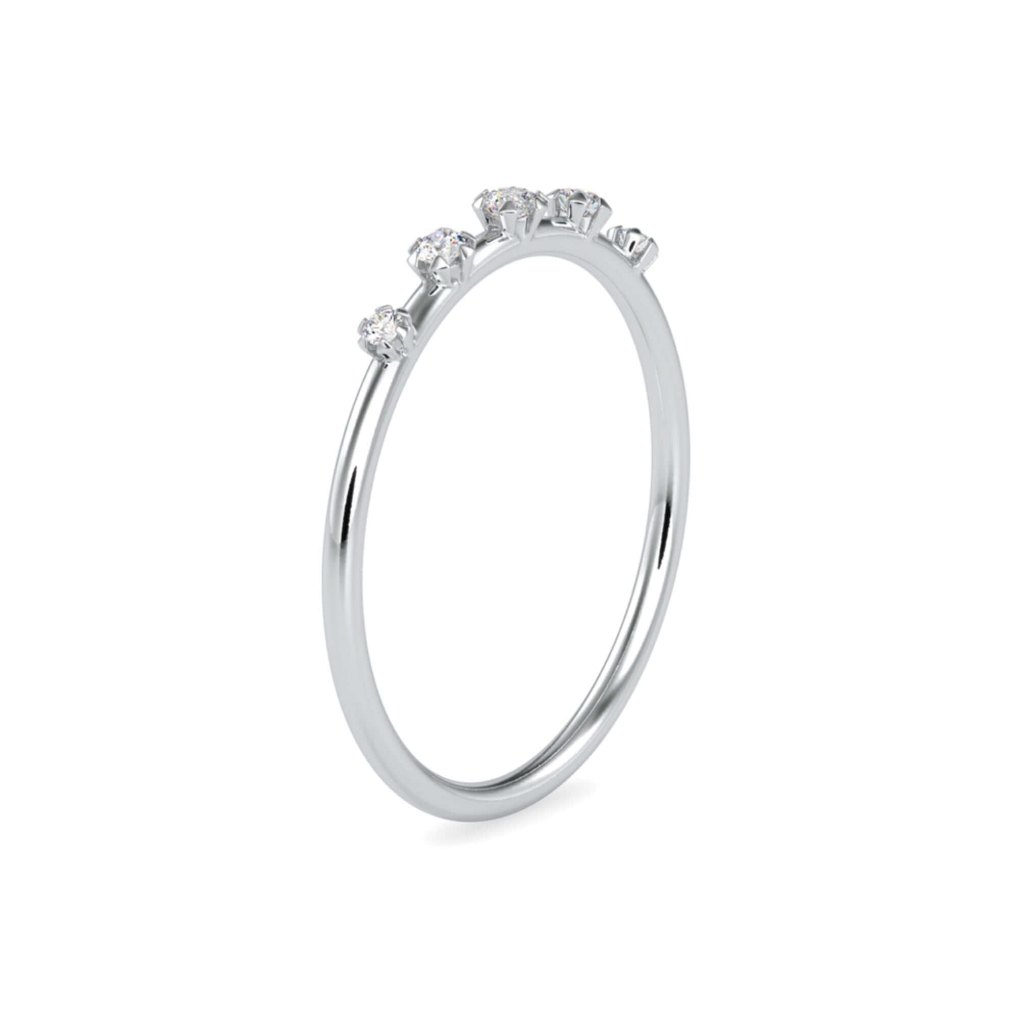 Round Brilliant Cut Lab-Grown Diamond Five-Stone Stackable Ring in White Gold