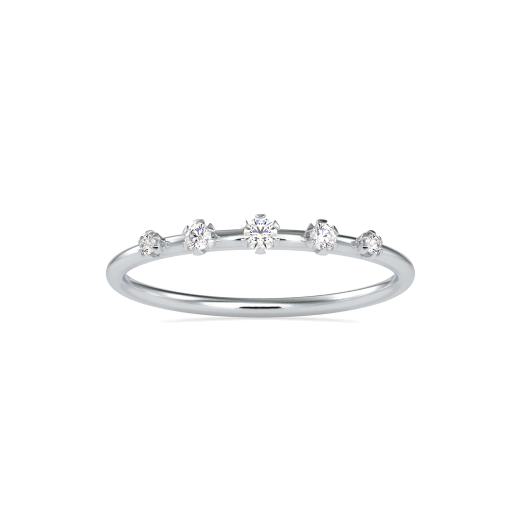 Round Brilliant Cut Lab-Grown Diamond Five-Stone Stackable Ring in White Gold