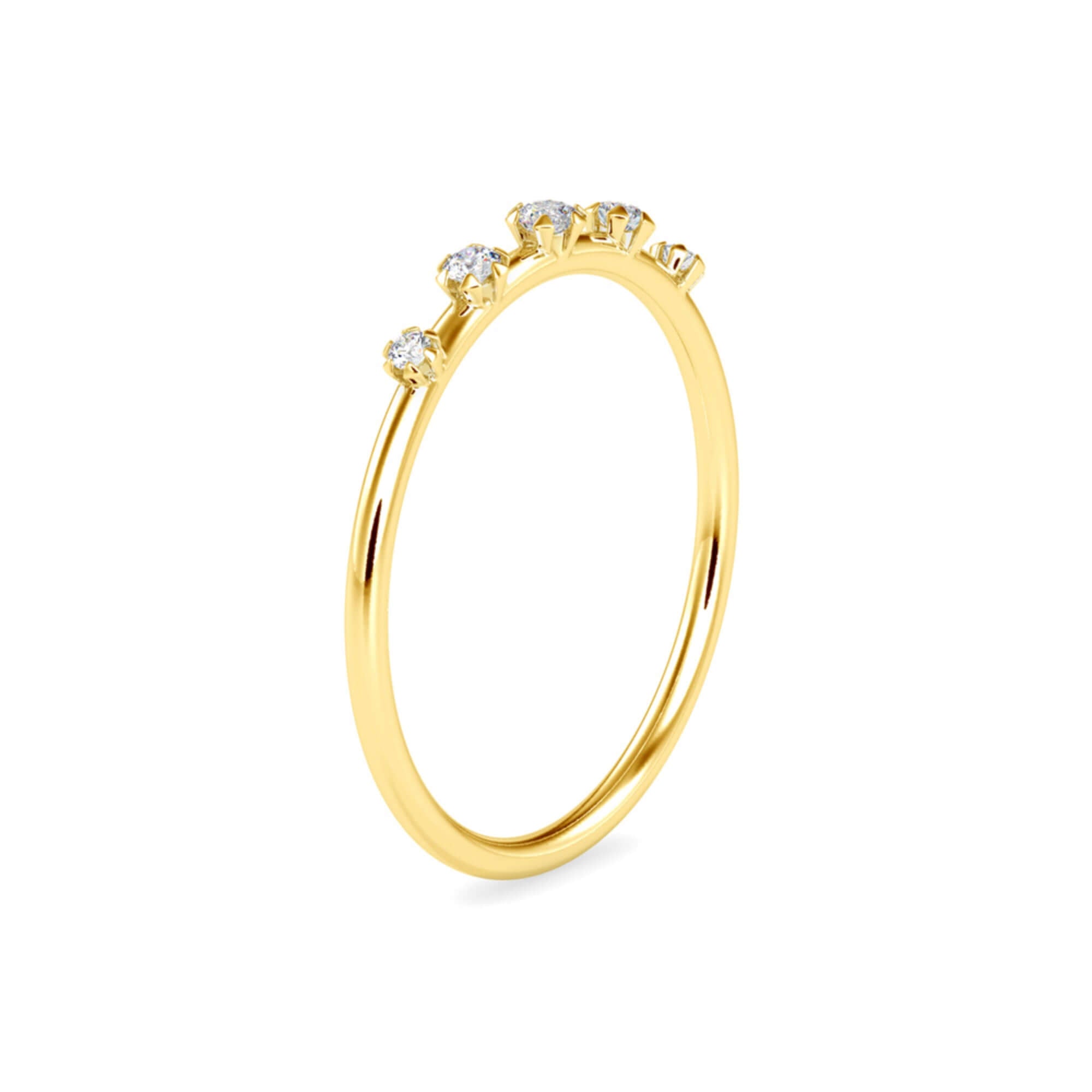 Round Brilliant Cut Lab-Grown Diamond Five-Stone Stackable Ring in Yellow Gold