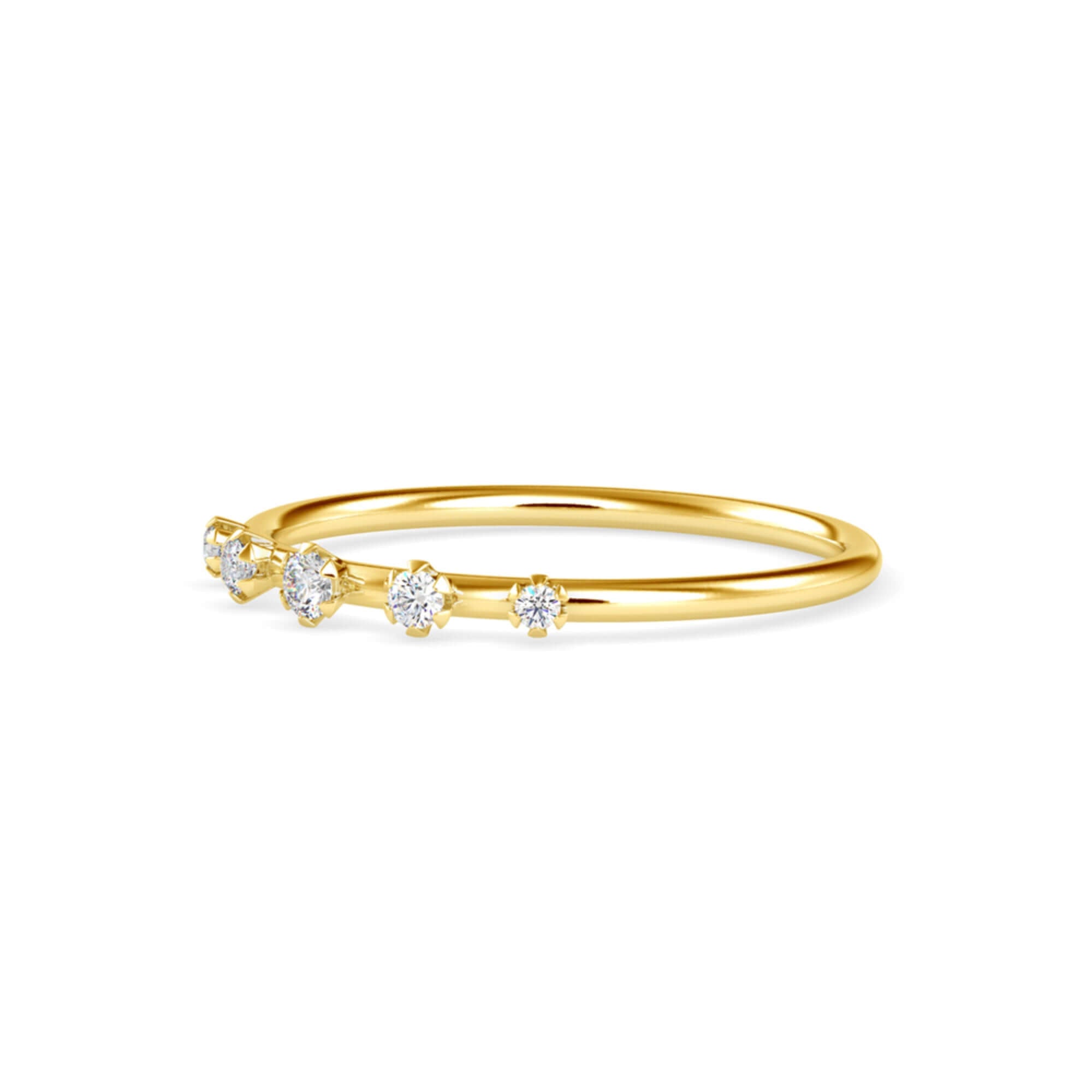 Round Brilliant Cut Lab-Grown Diamond Five-Stone Stackable Ring in Yellow Gold