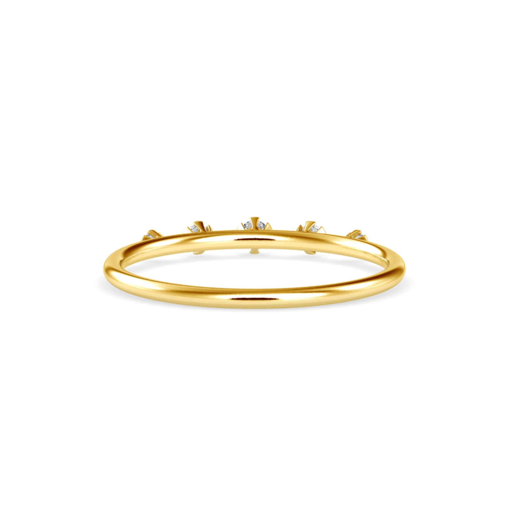 Round Brilliant Cut Lab-Grown Diamond Five-Stone Stackable Ring in Yellow Gold