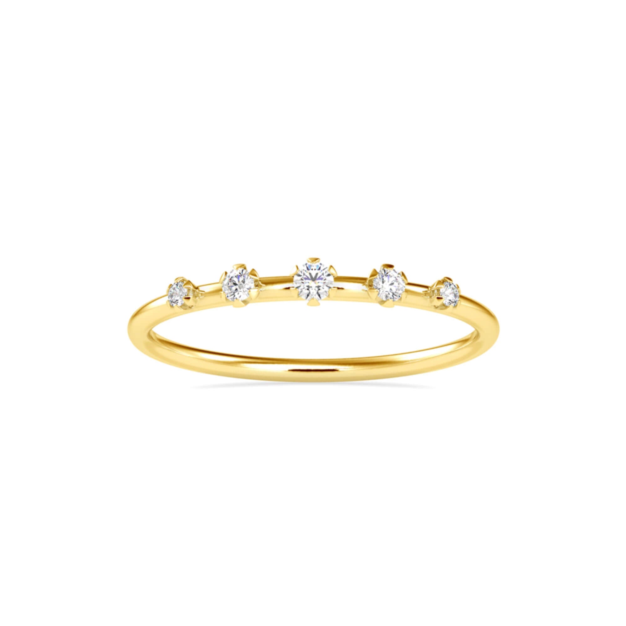 Round Brilliant Cut Lab-Grown Diamond Five-Stone Stackable Ring in Yellow Gold