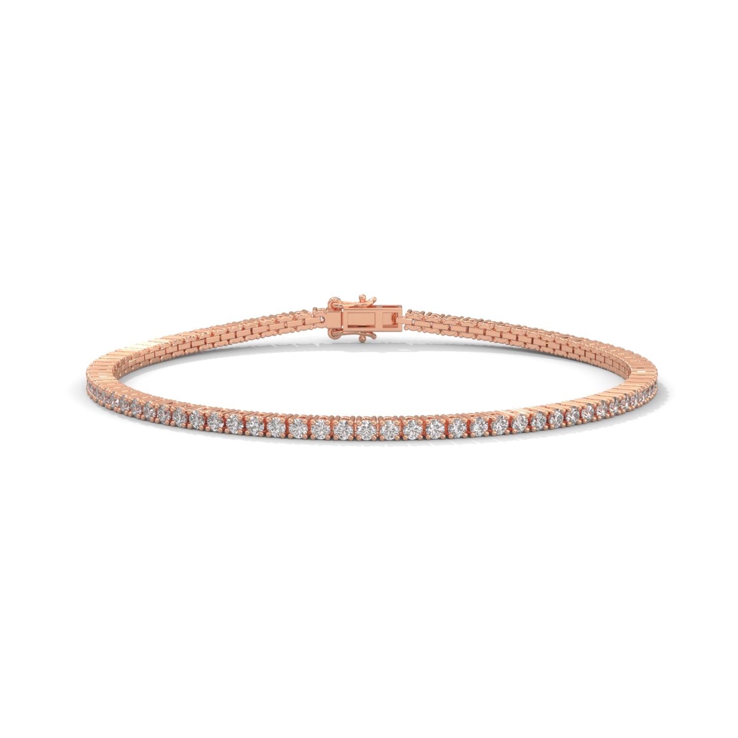 Round Brilliant Cut Lab-Grown Diamond Flexible Link Tennis Bracelet in Rose Gold