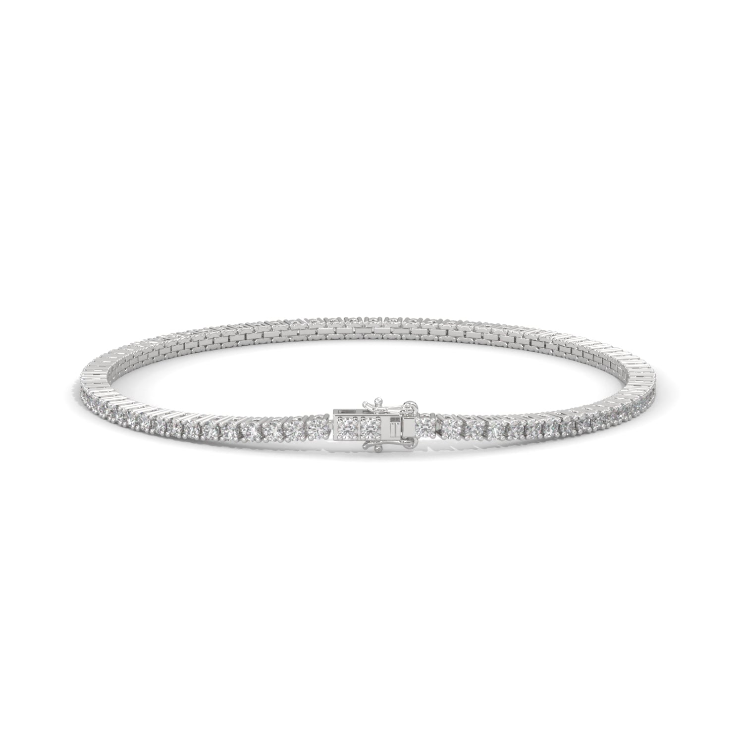 Round Brilliant Cut Lab-Grown Diamond Flexible Link Tennis Bracelet in White Gold