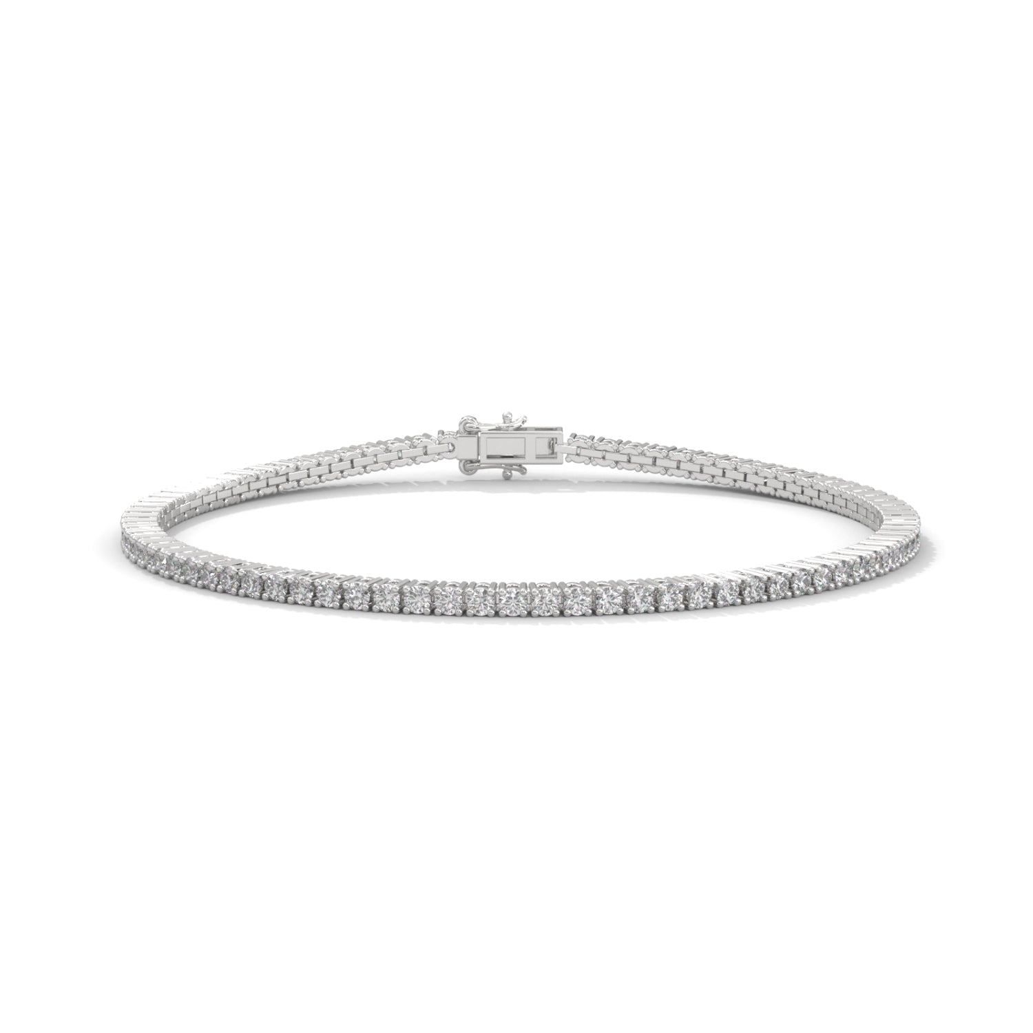 Round Brilliant Cut Lab-Grown Diamond Flexible Link Tennis Bracelet in White Gold