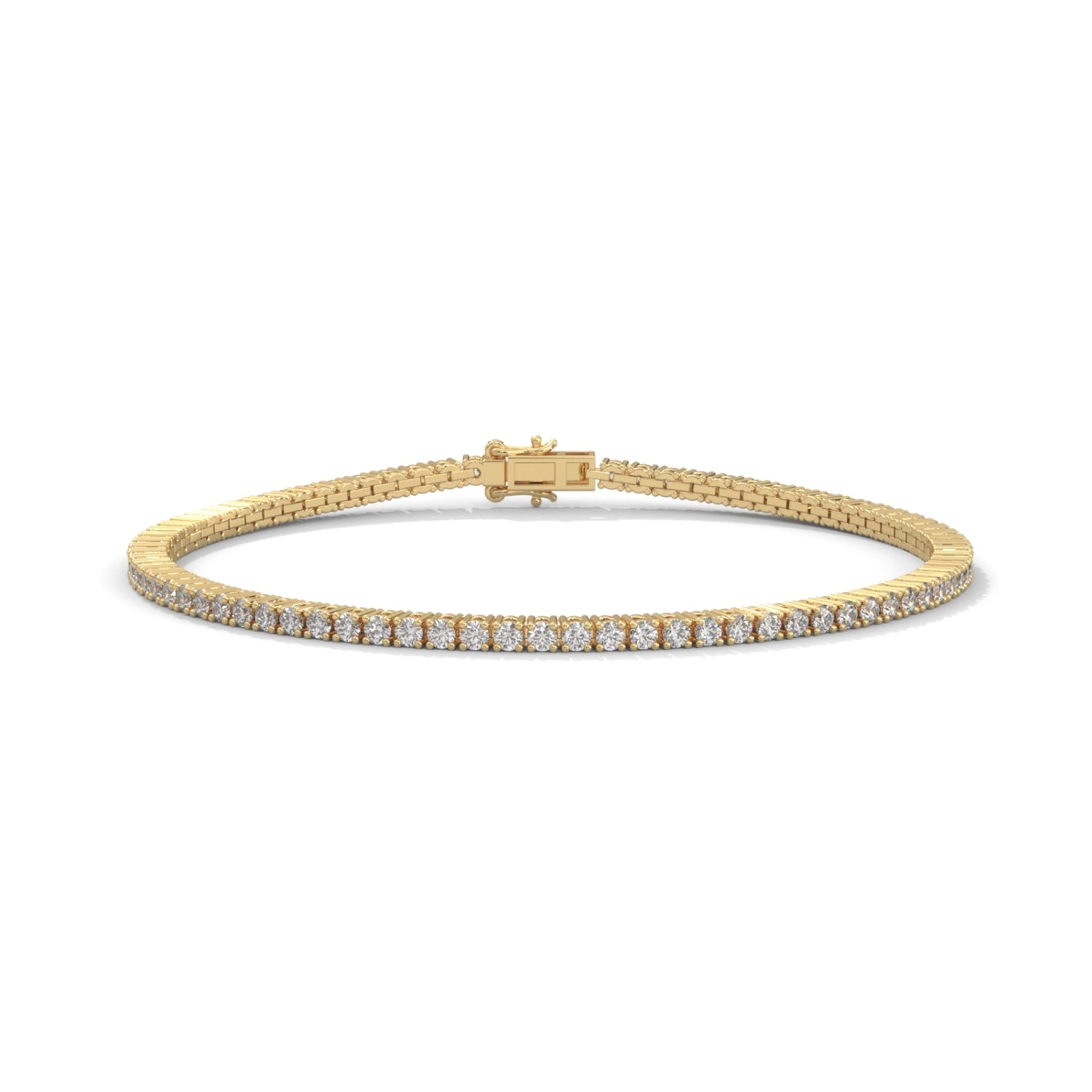 Round Brilliant Cut Lab-Grown Diamond Flexible Link Tennis Bracelet in Yellow Gold