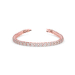 Round Brilliant Cut Lab-Grown Diamond Floral Motif Tennis Bracelet in Rose Gold