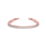 Round Brilliant Cut Lab-Grown Diamond Floral Motif Tennis Bracelet in Rose Gold