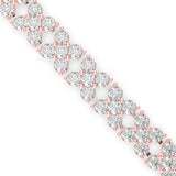 Round Brilliant Cut Lab-Grown Diamond Floral Motif Tennis Bracelet in Rose Gold