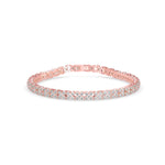 Round Brilliant Cut Lab-Grown Diamond Floral Motif Tennis Bracelet in Rose Gold