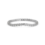 Round Brilliant Cut Lab-Grown Diamond Floral Motif Tennis Bracelet in White Gold
