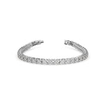 Round Brilliant Cut Lab-Grown Diamond Floral Motif Tennis Bracelet in White Gold