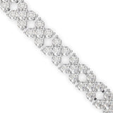 Round Brilliant Cut Lab-Grown Diamond Floral Motif Tennis Bracelet in White Gold