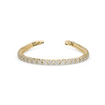 Round Brilliant Cut Lab-Grown Diamond Floral Motif Tennis Bracelet in Yellow Gold