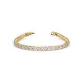 Round Brilliant Cut Lab-Grown Diamond Floral Motif Tennis Bracelet in Yellow Gold