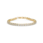 Round Brilliant Cut Lab-Grown Diamond Floral Motif Tennis Bracelet in Yellow Gold