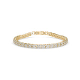 Round Brilliant Cut Lab-Grown Diamond Floral Motif Tennis Bracelet in Yellow Gold