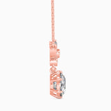 Round Brilliant Cut Lab-Grown Diamond Floral Pendant in Rose Gold