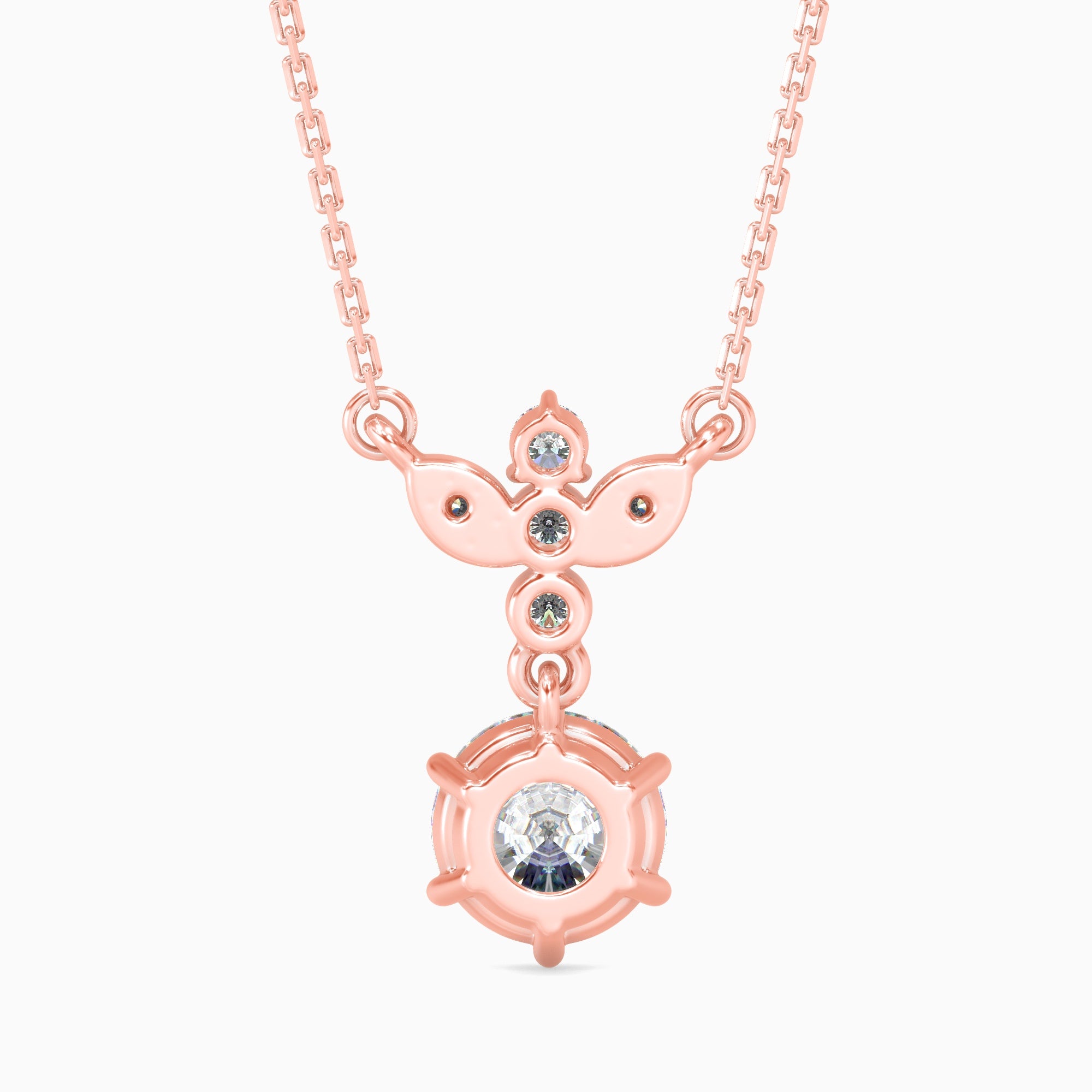 Round Brilliant Cut Lab-Grown Diamond Floral Pendant in Rose Gold