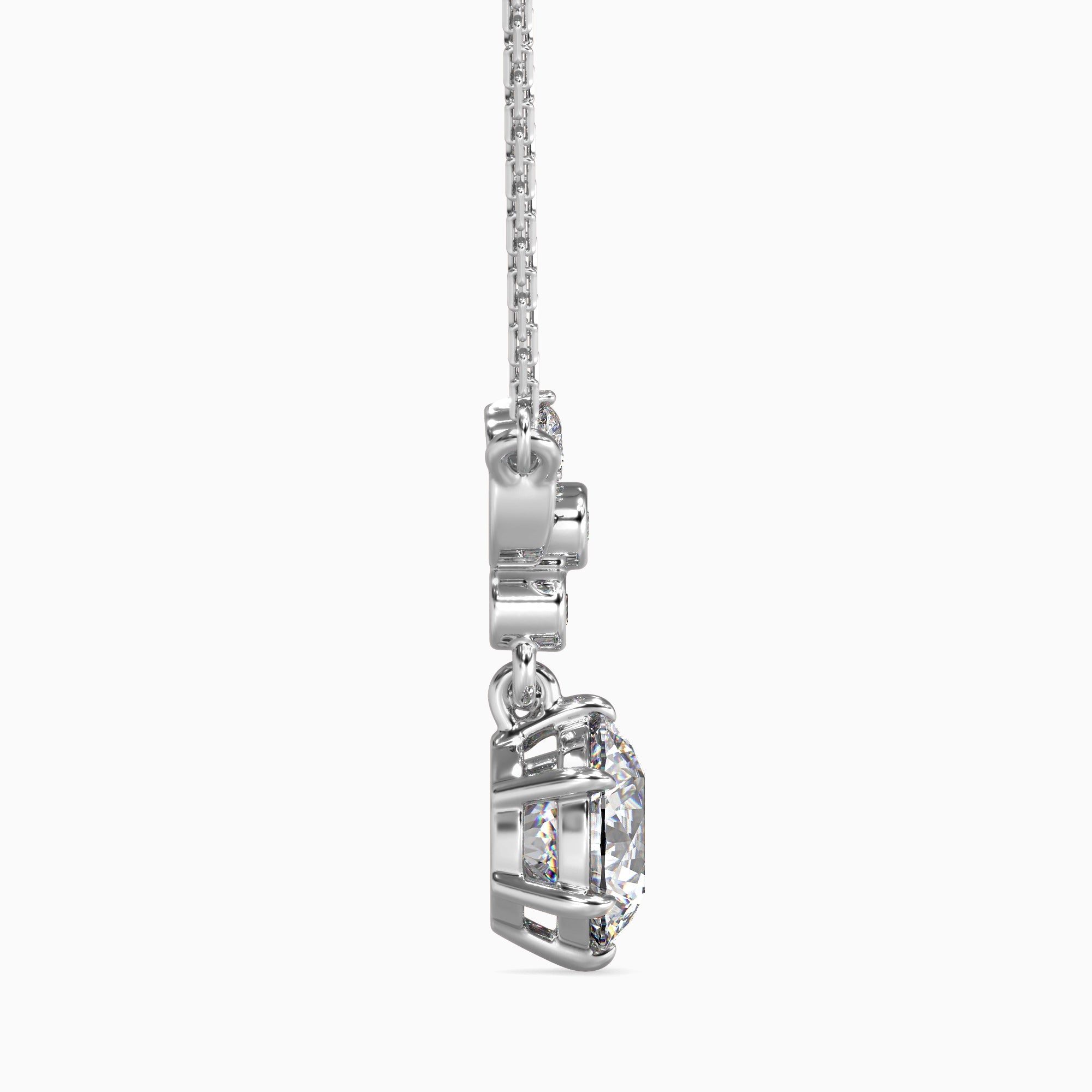 Round Brilliant Cut Lab-Grown Diamond Floral Pendant in White Gold