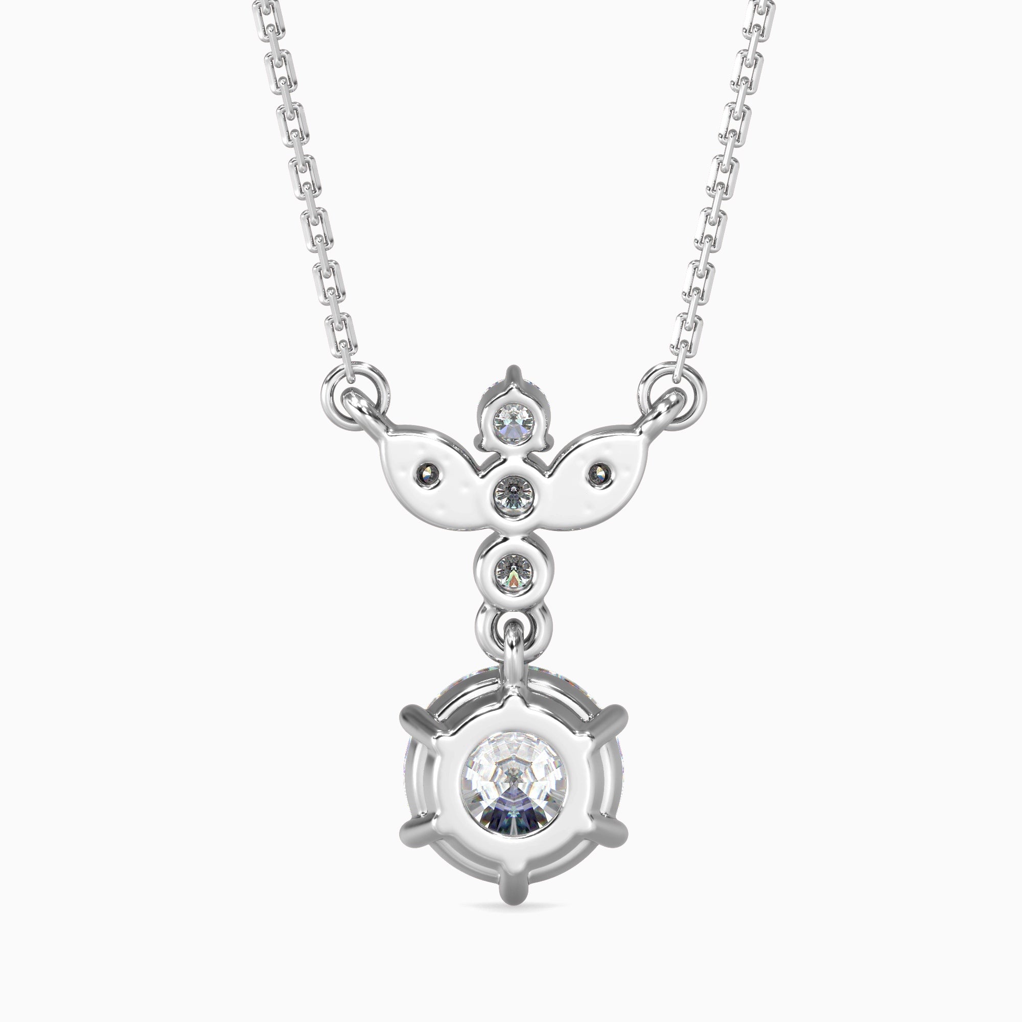 Round Brilliant Cut Lab-Grown Diamond Floral Pendant in White Gold