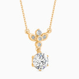 Round Brilliant Cut Lab-Grown Diamond Floral Pendant in Yellow Gold