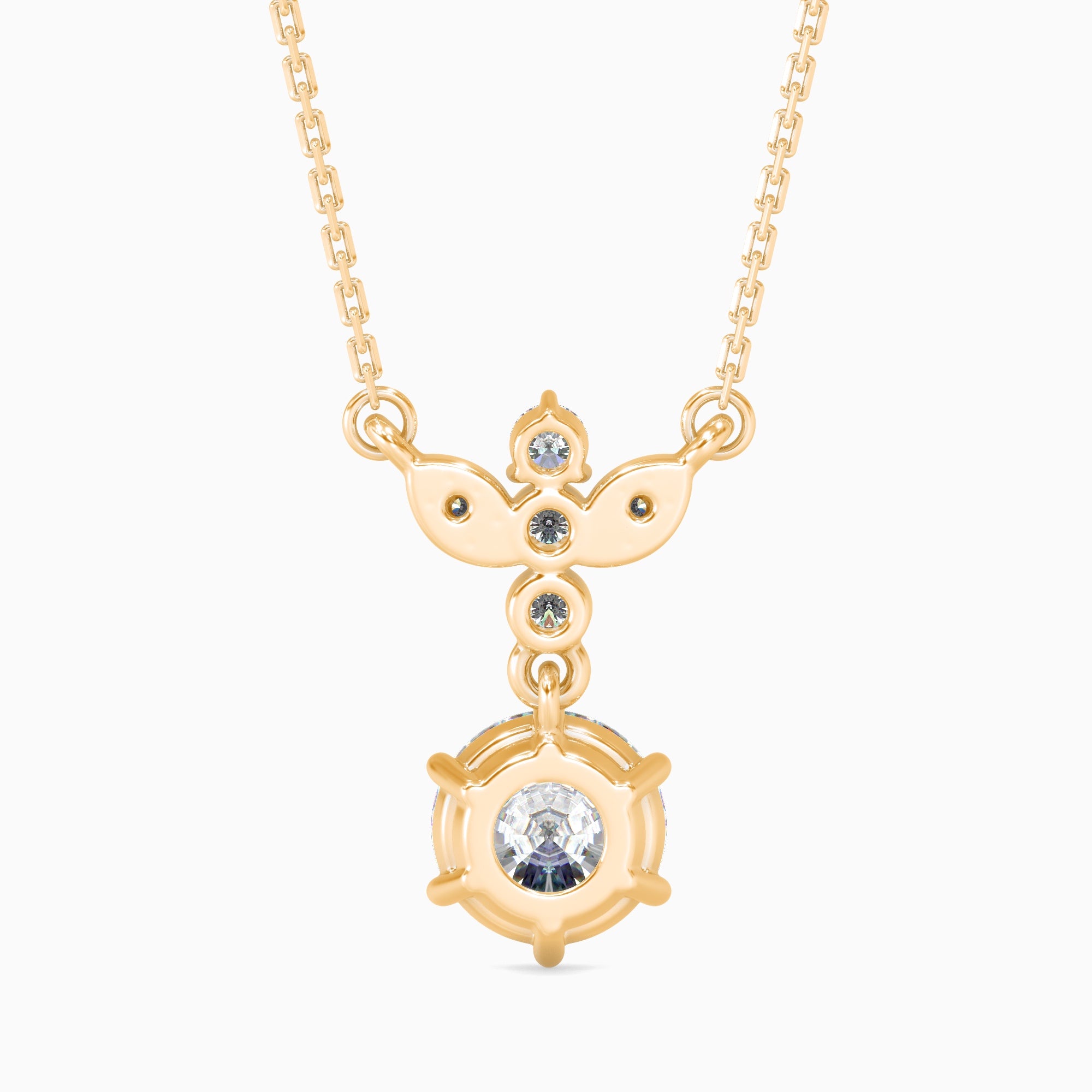 Round Brilliant Cut Lab-Grown Diamond Floral Pendant in Yellow Gold