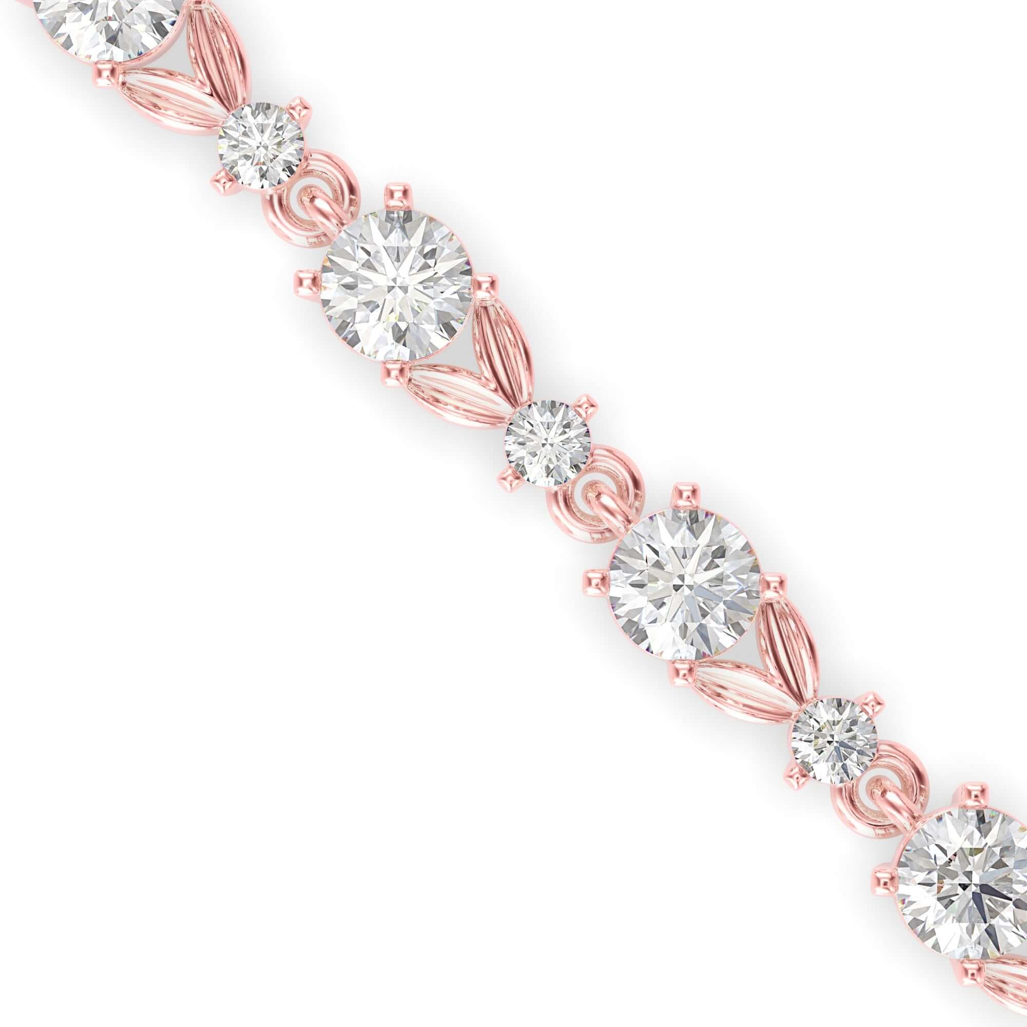 Round Brilliant Cut Lab-Grown Diamond Floral Tennis Bracelet in Rose Gold