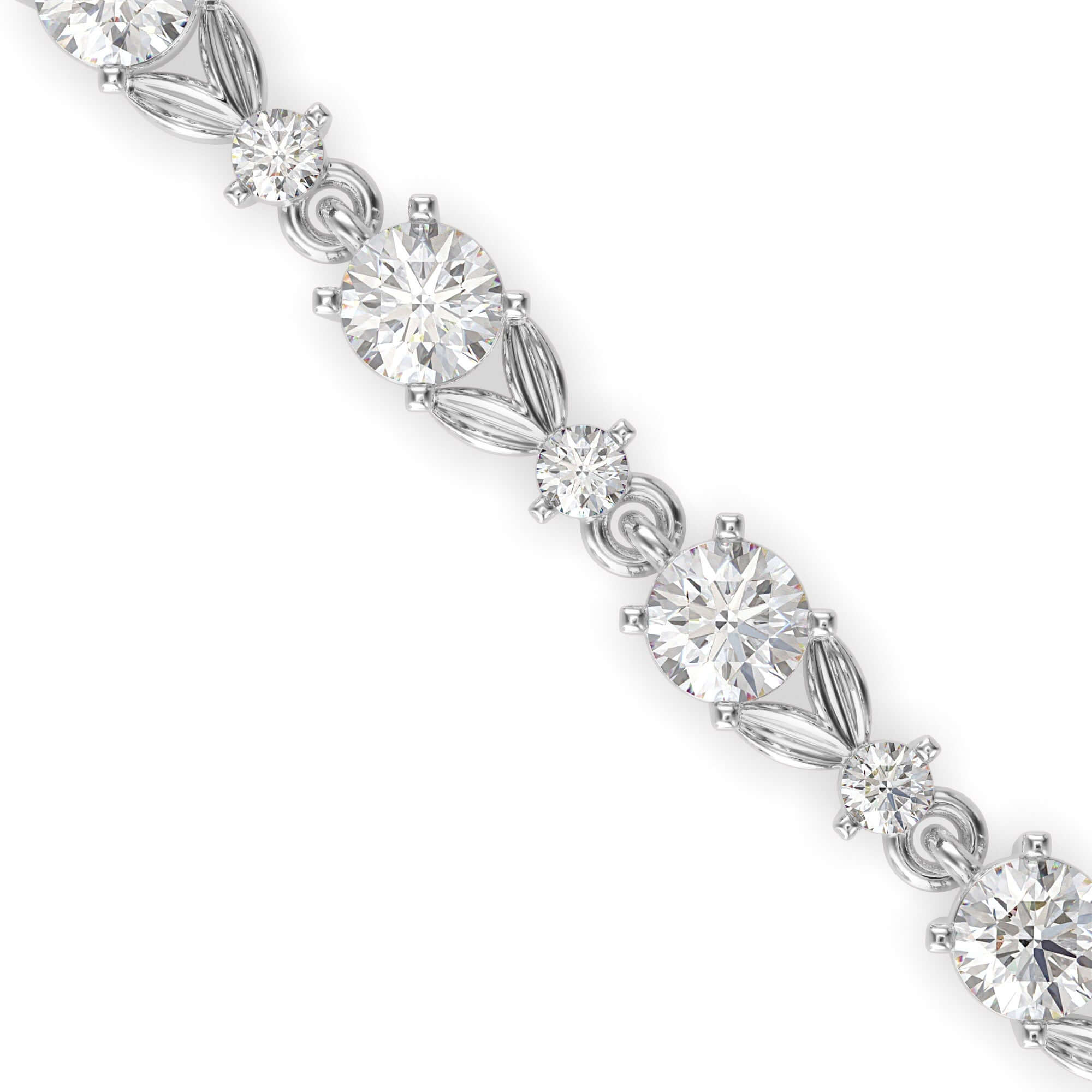 Round Brilliant Cut Lab-Grown Diamond Floral Tennis Bracelet in White Gold