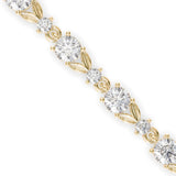 Round Brilliant Cut Lab-Grown Diamond Floral Tennis Bracelet in Yellow Gold
