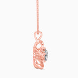 Round Brilliant Cut Lab-Grown Diamond Flower Pendant in Rose Gold