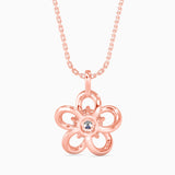 Round Brilliant Cut Lab-Grown Diamond Flower Pendant in Rose Gold