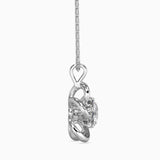 Round Brilliant Cut Lab-Grown Diamond Flower Pendant in White Gold