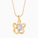 Round Brilliant Cut Lab-Grown Diamond Flower Pendant in Yellow Gold