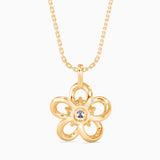 Round Brilliant Cut Lab-Grown Diamond Flower Pendant in Yellow Gold