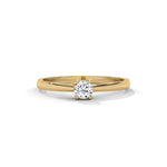 Round Brilliant Cut Lab-Grown Diamond Four-Prong Solitaire Engagement Ring in Yellow Gold