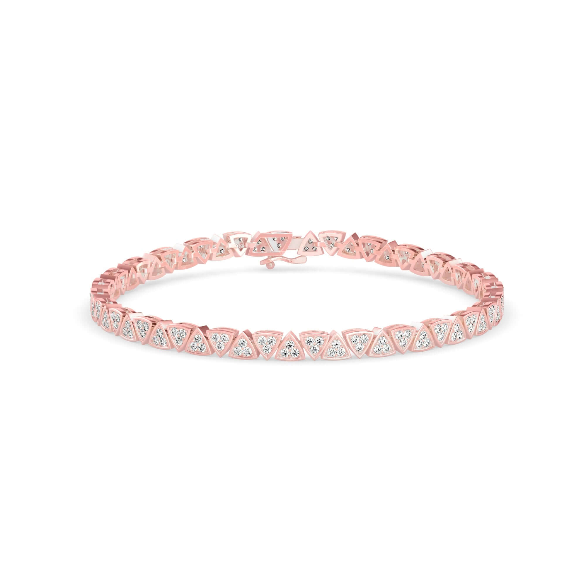 Round Brilliant Cut Lab-Grown Diamond Geometric Tennis Bracelet in Rose Gold