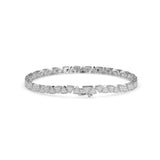 Round Brilliant Cut Lab-Grown Diamond Geometric Tennis Bracelet in White Gold