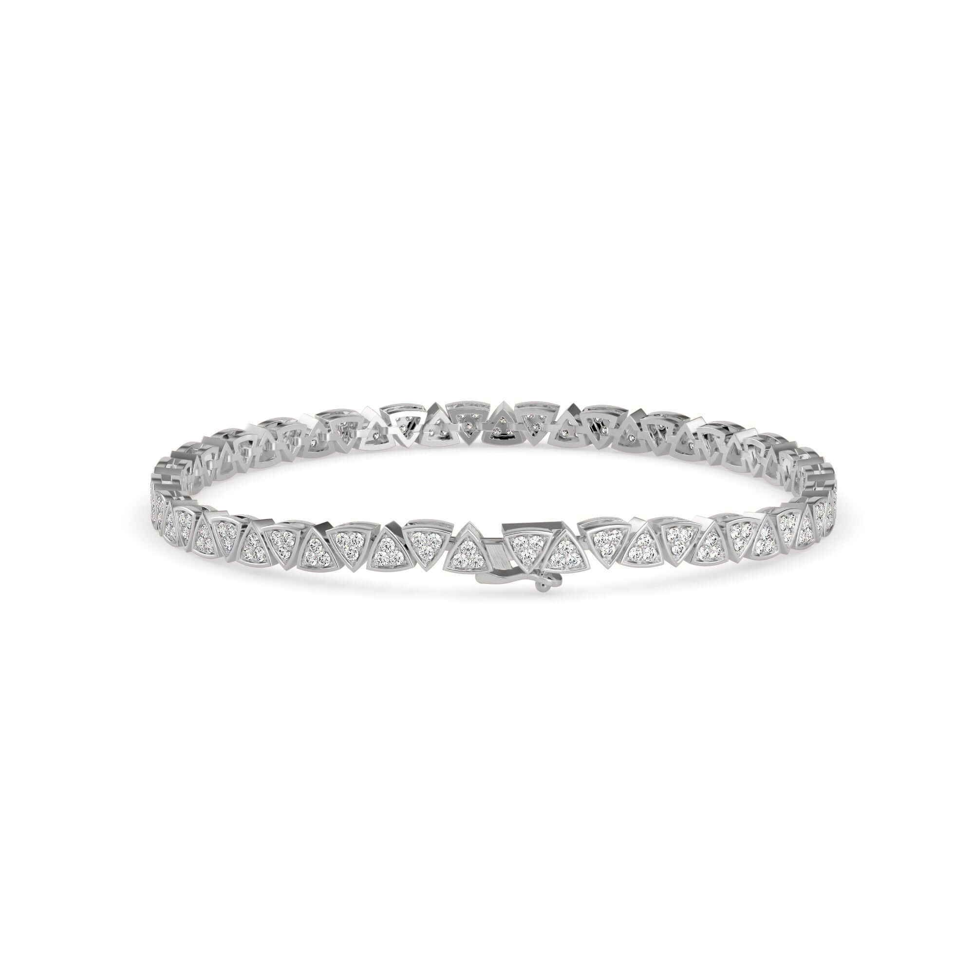 Round Brilliant Cut Lab-Grown Diamond Geometric Tennis Bracelet in White Gold