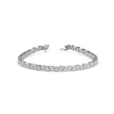 Round Brilliant Cut Lab-Grown Diamond Geometric Tennis Bracelet in White Gold