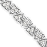 Round Brilliant Cut Lab-Grown Diamond Geometric Tennis Bracelet in White Gold