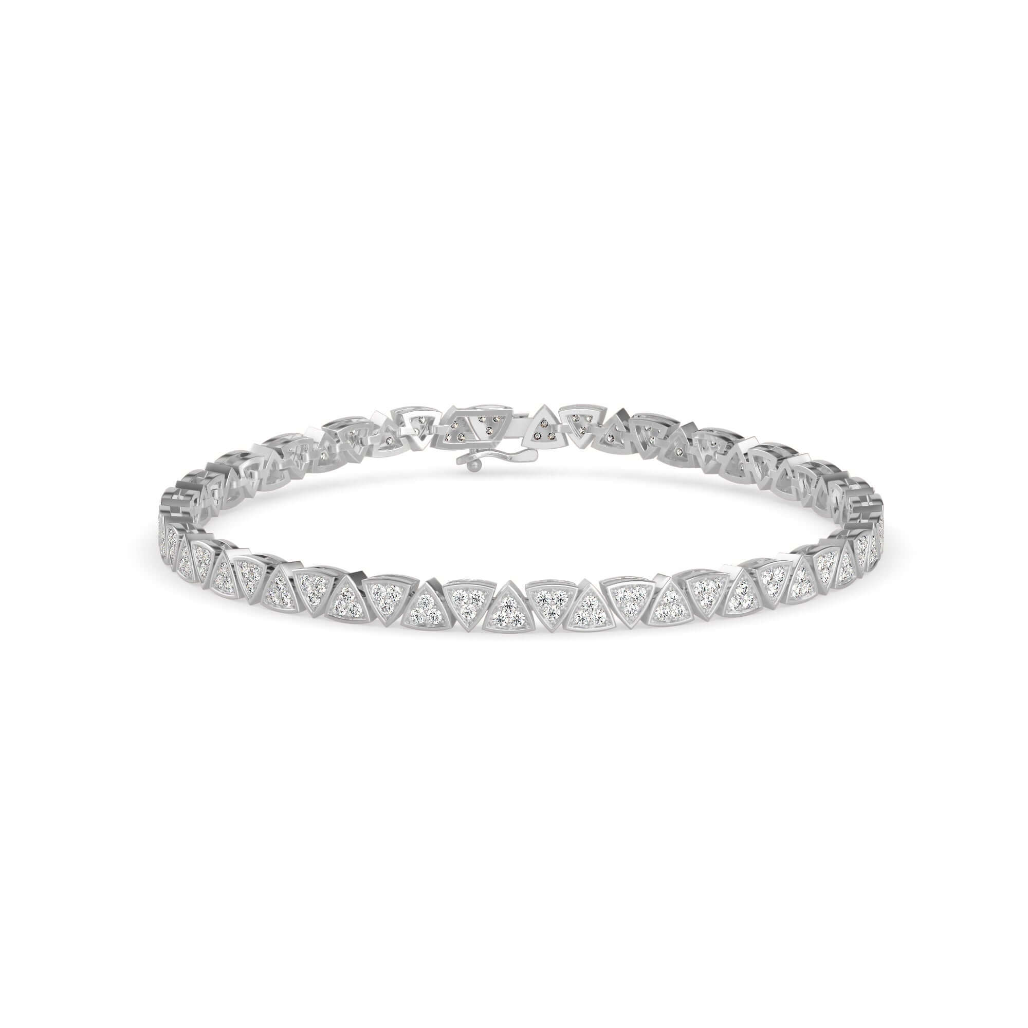 Round Brilliant Cut Lab-Grown Diamond Geometric Tennis Bracelet in White Gold