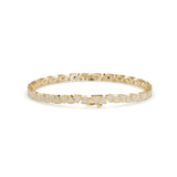 Round Brilliant Cut Lab-Grown Diamond Geometric Tennis Bracelet in Yellow Gold