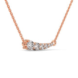 Round Brilliant Cut Lab-Grown Diamond Graduated Bar Pendant in Rose Gold